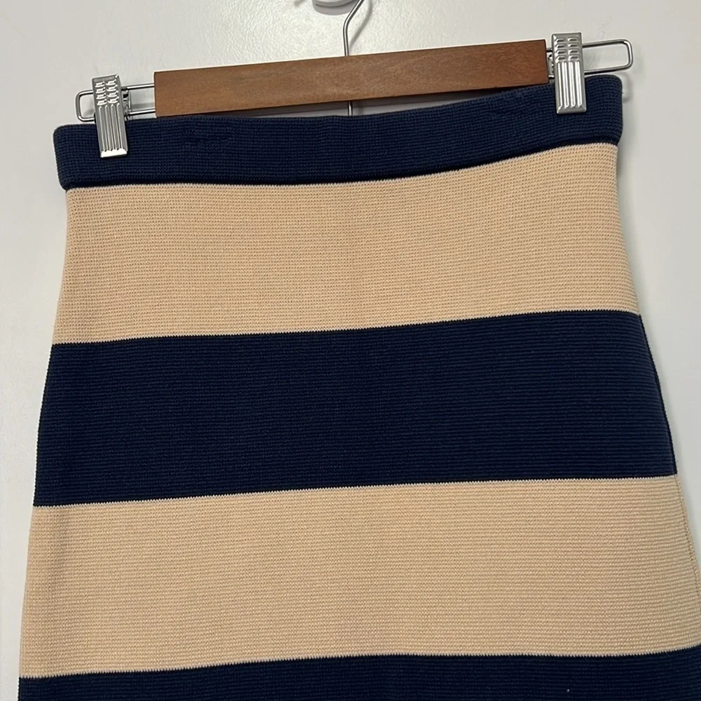 J.Crew Sweater Womens midi length pencil skirt in navy and tan stripe size XS